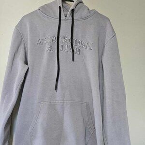 Abercrombie & Fitch Embroidered Hoodie | Grey  Blue | Tag XL Fits Like Medium